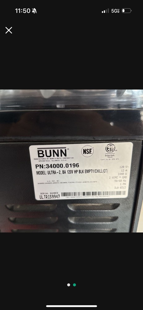 bunn slush machine used