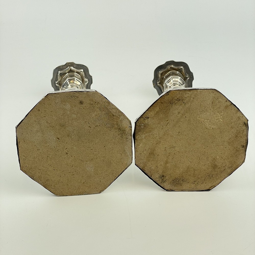 Pair Of Antique Solid Silver Weighted 19cm Candlesticks Alexander Clark 1939