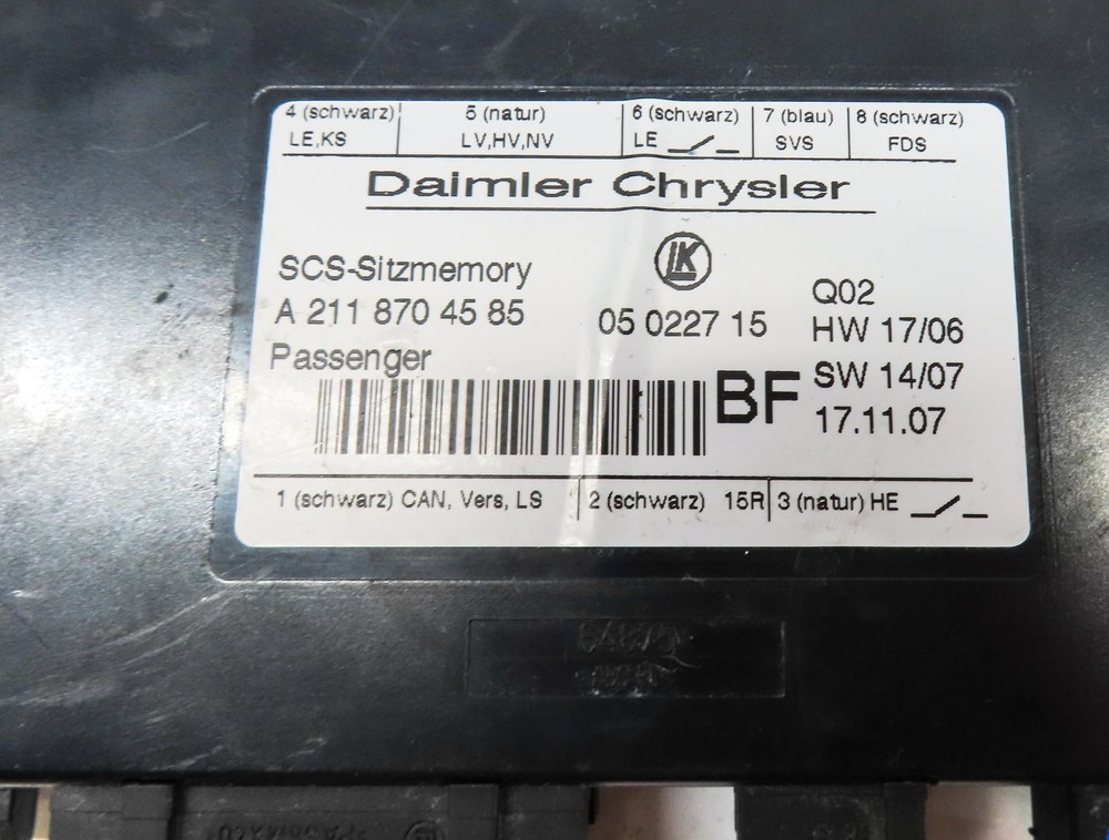 2008 MERCEDES GL320 (X164) FRONT RIGHT PASSENGER SEAT CONTROL MODULE