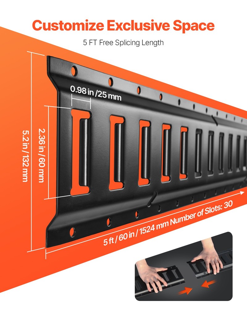 VEVOR E Track Tie Down Rails Power Coated E-Tracks 4 Pack 5' for Cargo Trailers