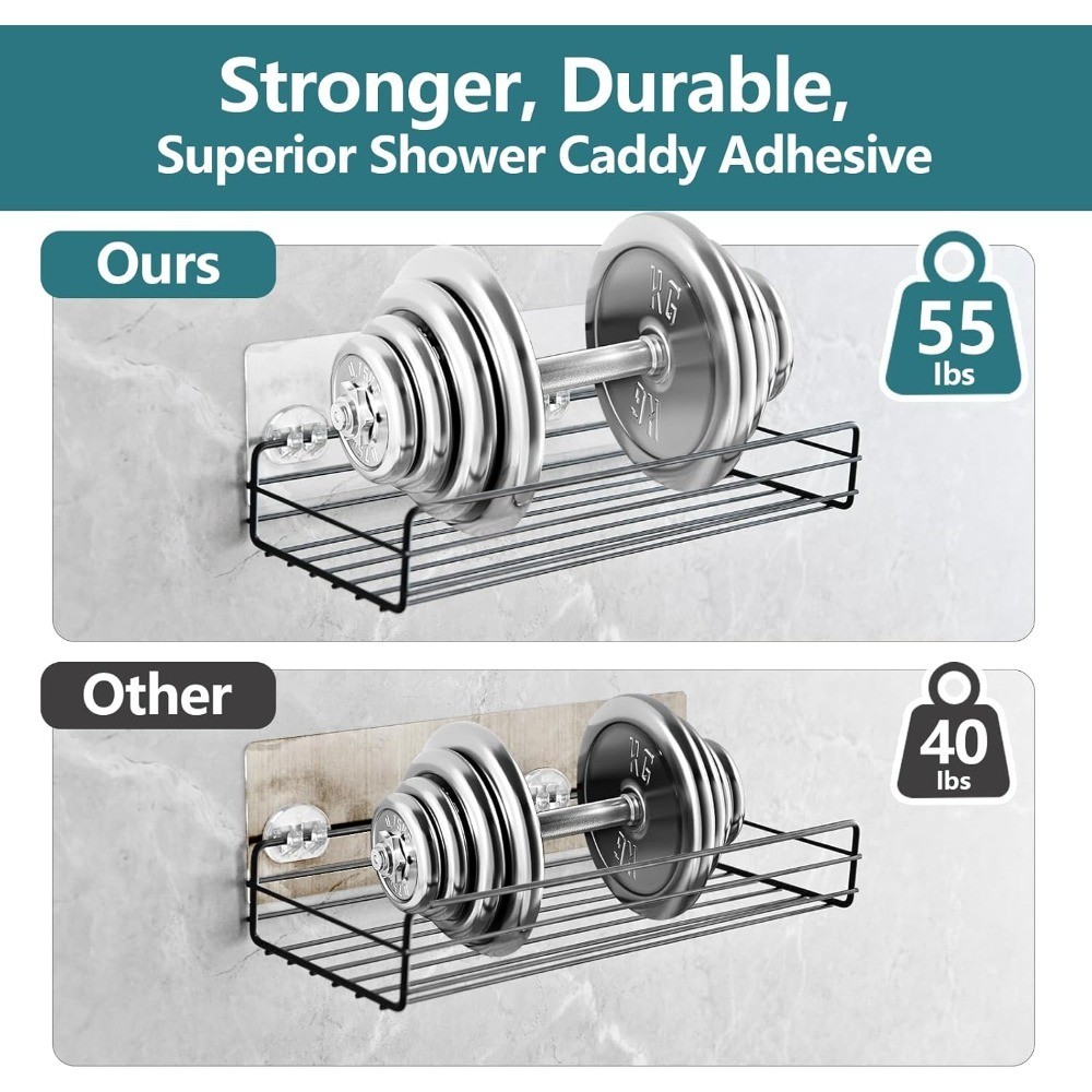 4 Pack Adhesive Replacement, Strong Shower Shelf Hooks for Corner