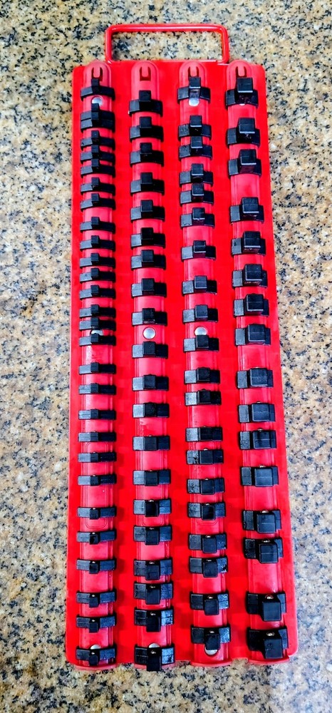 🗽SOCKET RAILS ORGANIZER WITH SOLID METAL BASE 1/4"  3/8" & 1/2" DRIVE