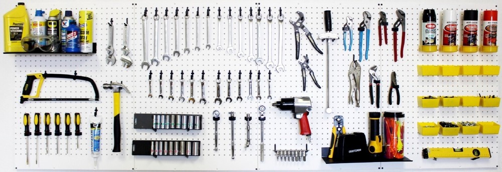 Pegboard Garage Tool & Storage Kit With Locking Peg Hooks - 72" Wide Tuff Poly !