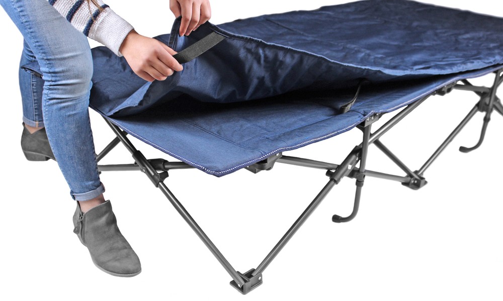 Zenithen Limited Blue Portable Cot with Padding, Dark Blue, 78" Long