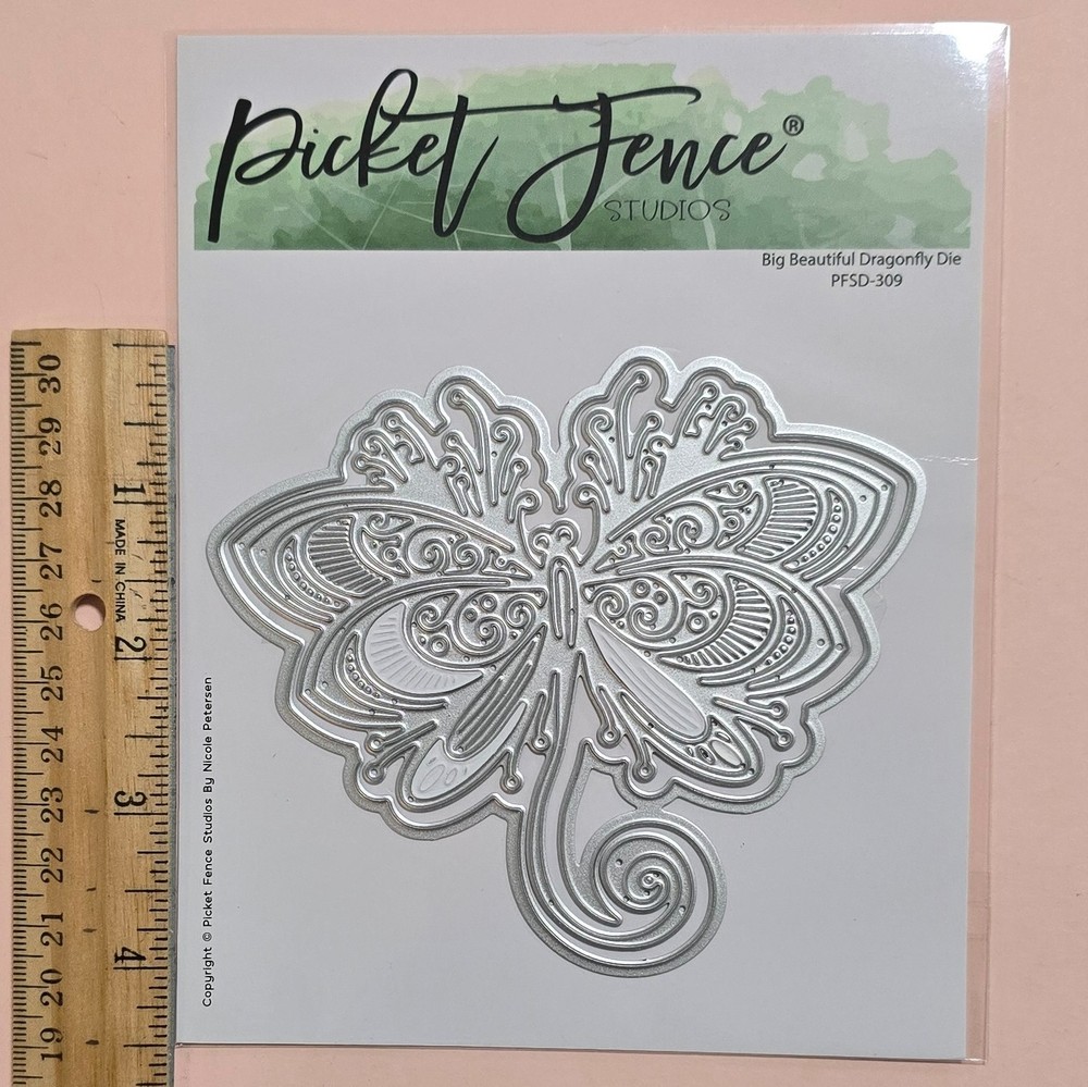 Picket Fence Studios BIG BEAUTIFUL DRAGONFLY & Shadow Die w/ Storage Envelope