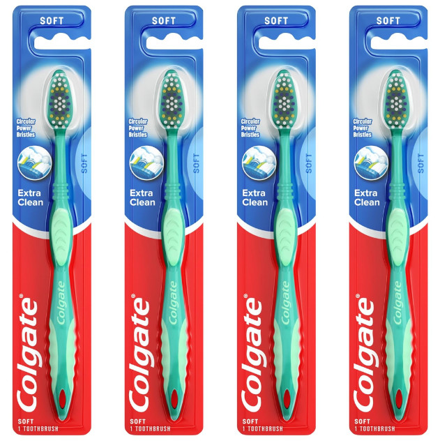 4X Colgate Extra Clean Soft Bulk Toothbrushes for Travel