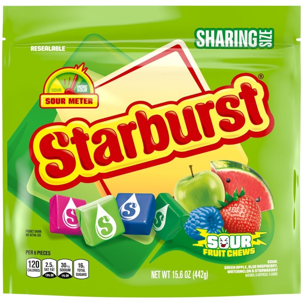 Starburst Sour Fruit Chews 1 LB Bulk Assorted Sour Chewy Candy