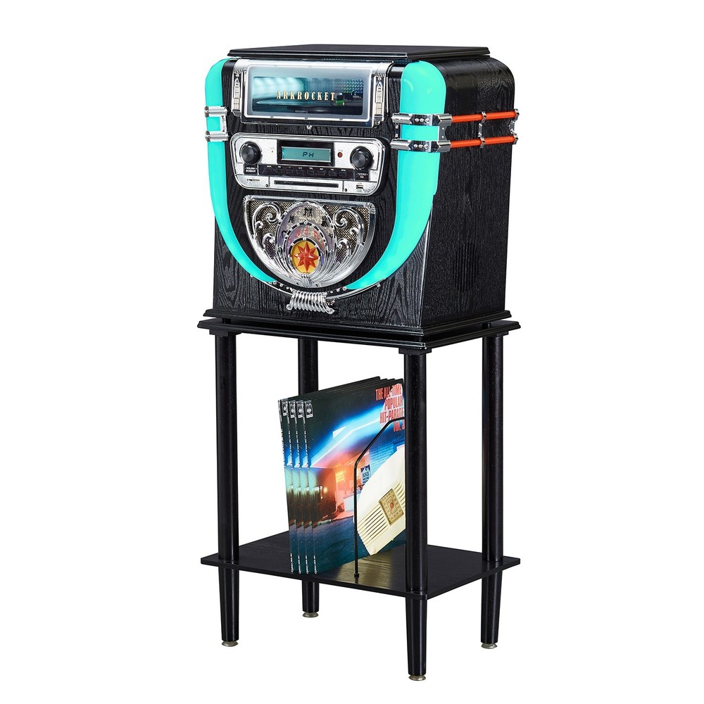 Arkrocket Boston Tabletop Jukebox Record Player Entertainment System w/ Stand
