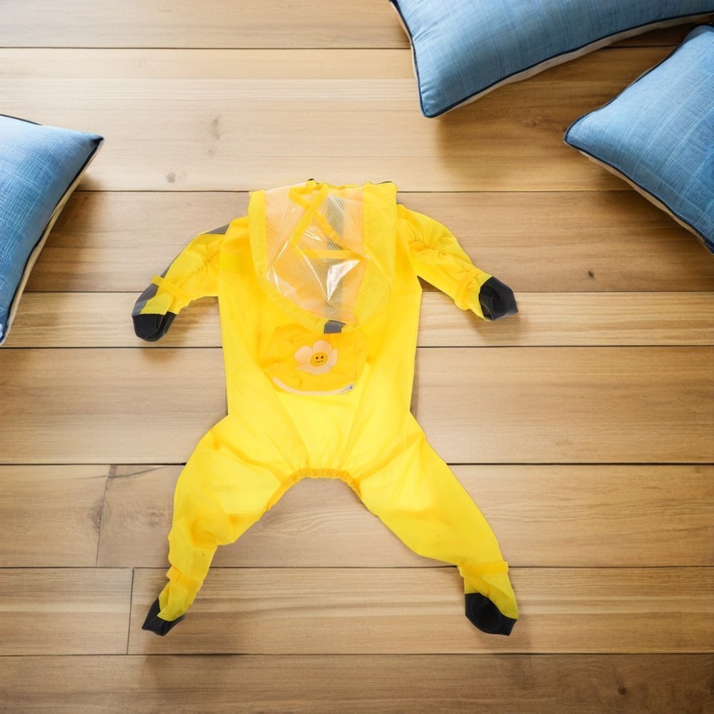 Rain Jacket for Dogs Waterproof Yellow Raincoat Small with Mini Backpack