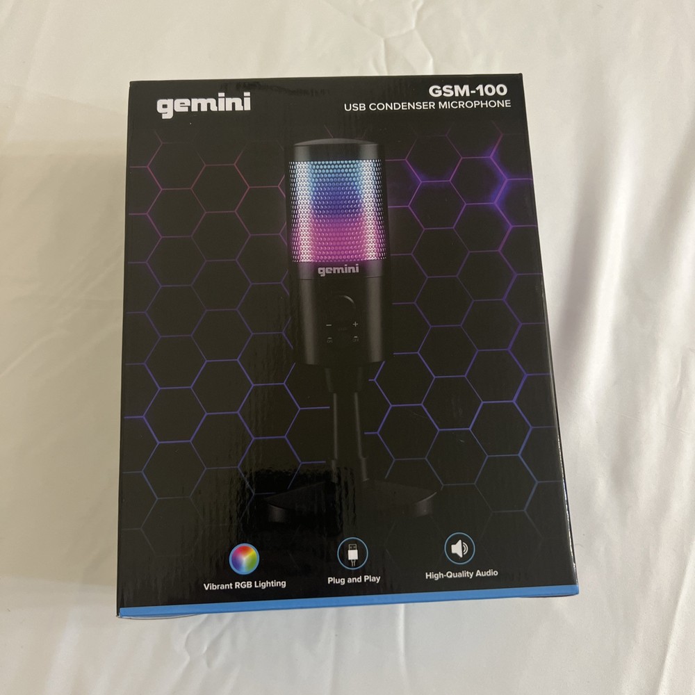 Gemini Sound GSM100USB PC Computer USB Condenser Microphone with RGB LED...
