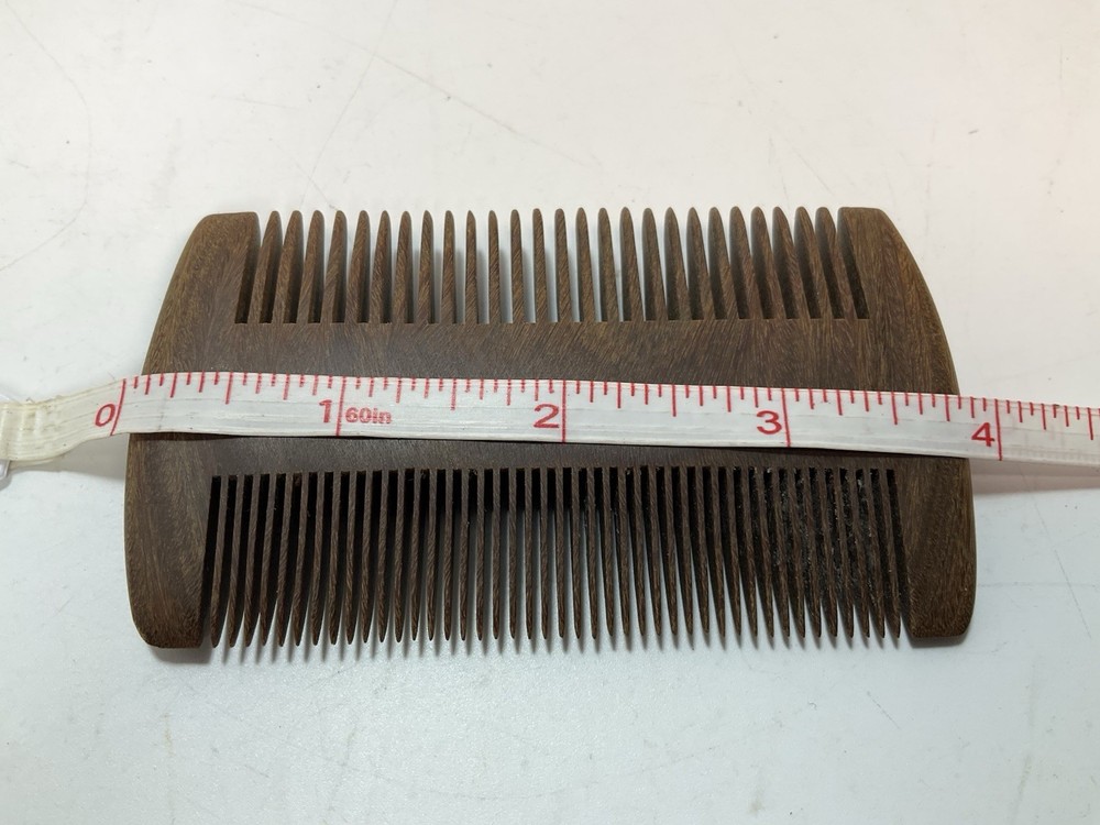 Vintage HUNTER JACK 1975 Dual-Sided Beard Comb Solid Wood w/ CASE