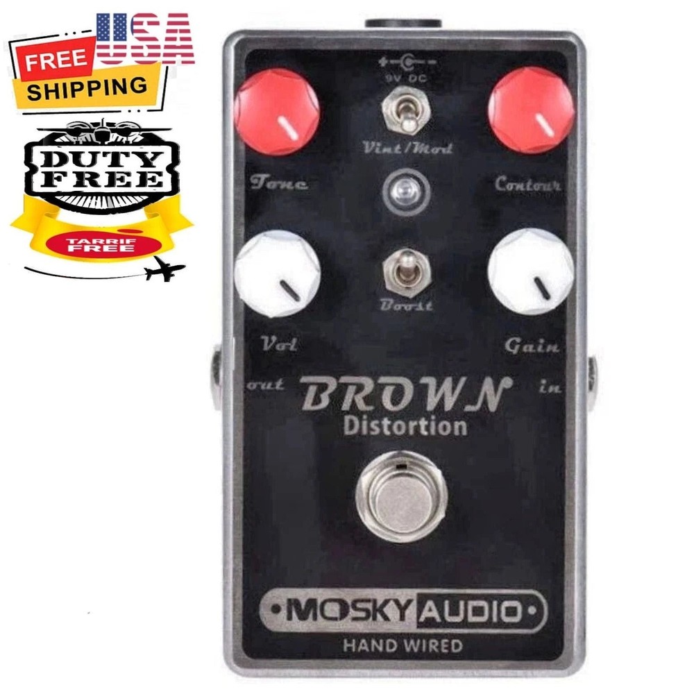 Mosky Audio BROWN Distortion Dual Toggle with Boost Option Hand-Wired New/Nice!