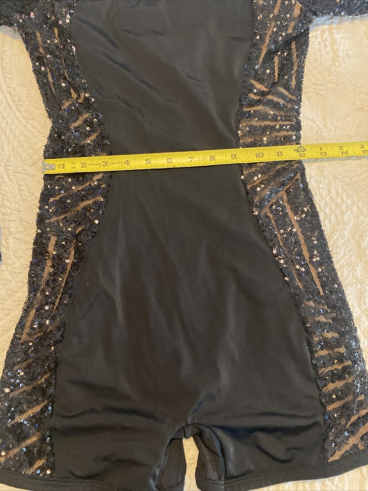 curtain call dance costume black sequin size Ame