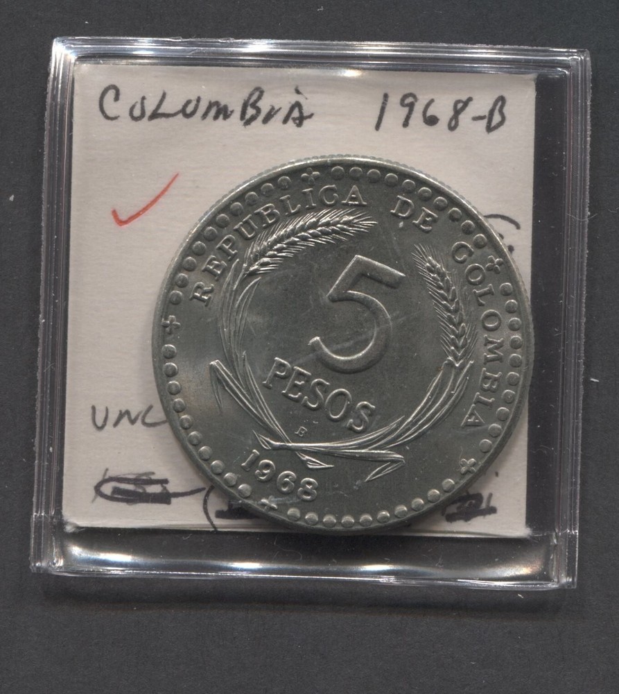 1968-B -Columbia - 5 Pesos- UNC