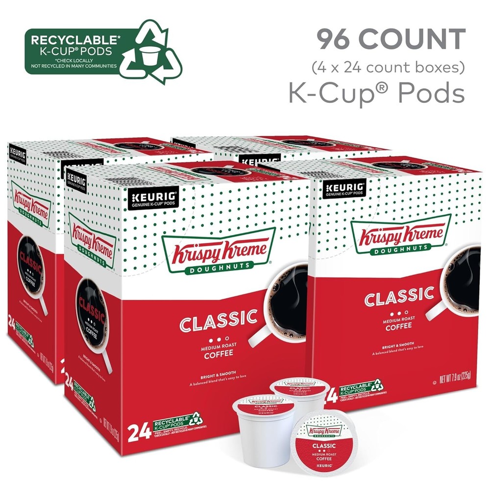 Krispy Kreme Doughnuts, Classic, K-Cup Pods, Medium Roast Coffee, 96 Count