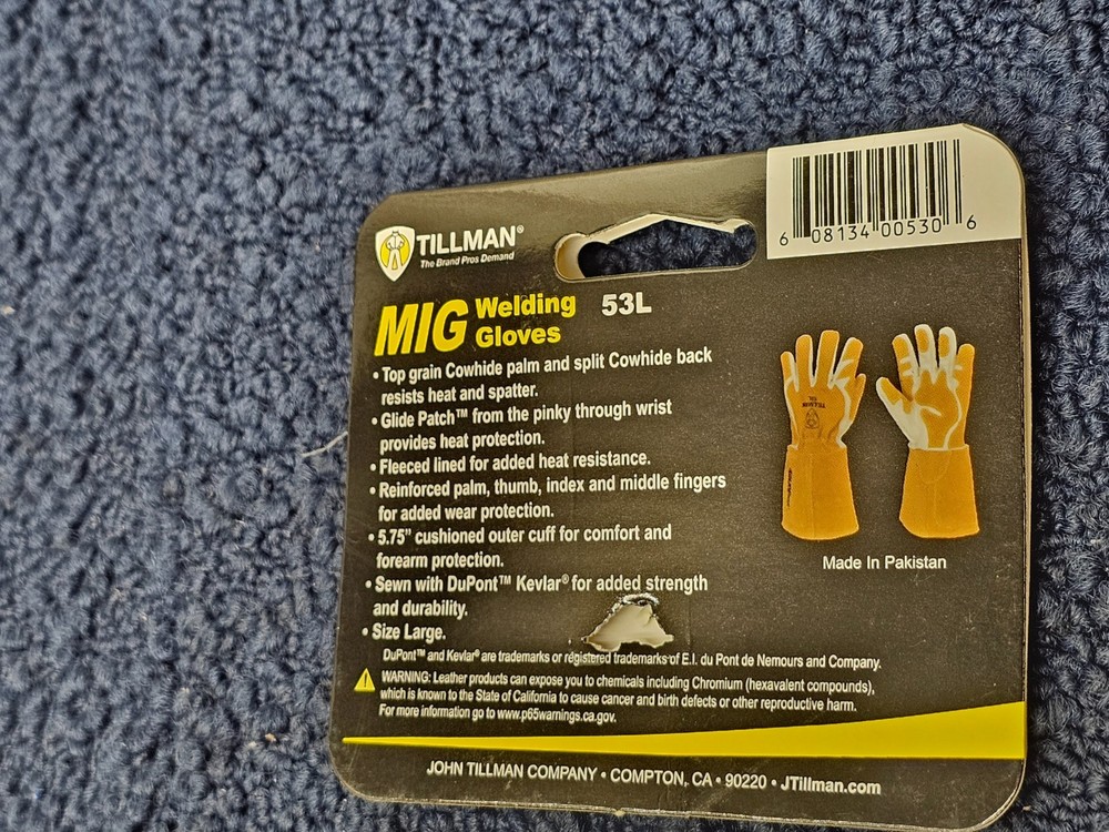 Tillman 53L Grain/Split Cowhide MIG Glove, Glide Patch, 5-1/2" Cuff, Large