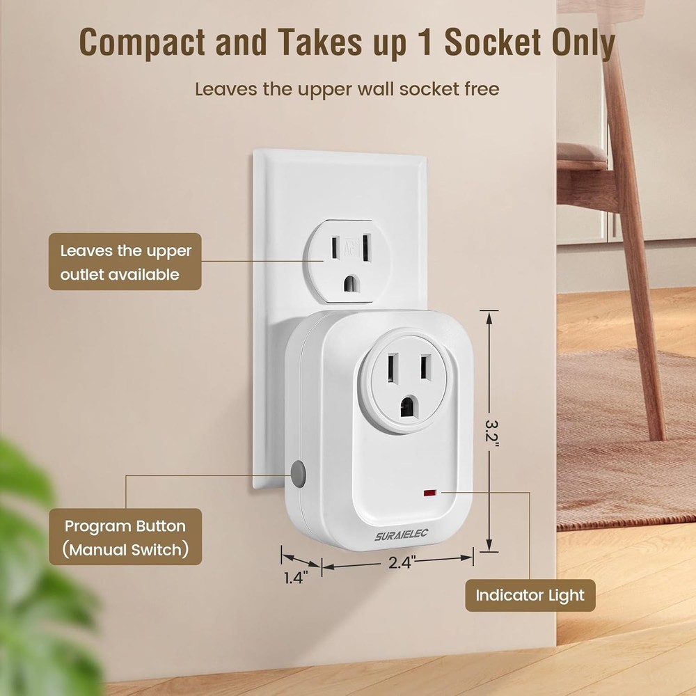 Wireless Wall Switch Remote Control Outlet, No Wiring Needed, 100ft RF Range