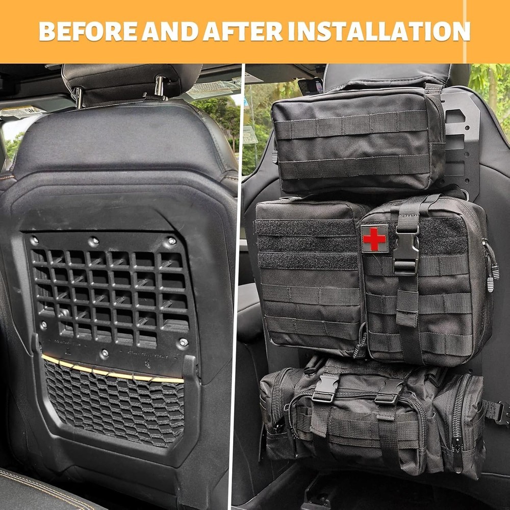 MAIKER 2pcs Tactical Rigid Molle Aluminum Insert Panel Seat Back Organizer Mo...