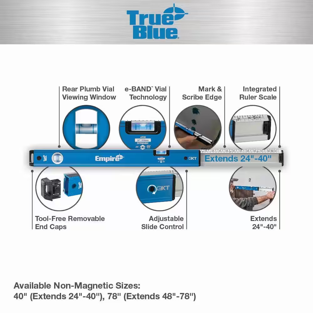 24 In. to 40 In. True Blue Extendable Box Level