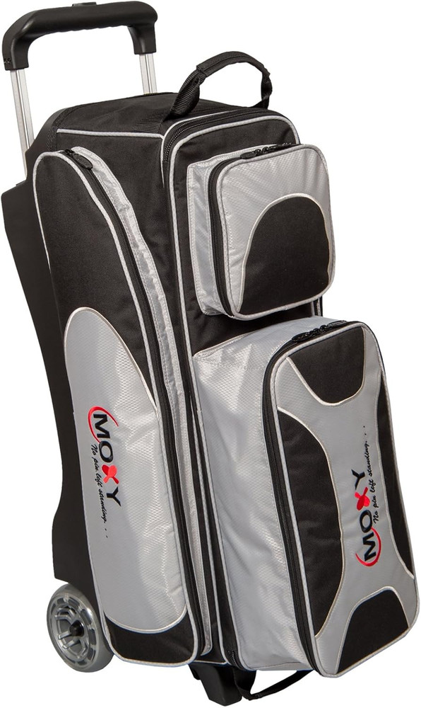 Moxy Deluxe Triple Roller Bowling Bag - Silver/Black