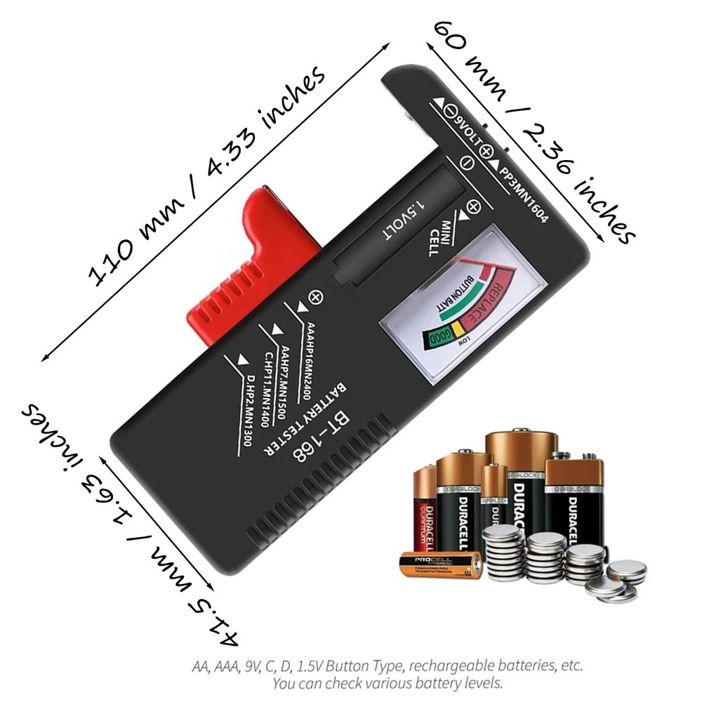 Battery Tester Checker Capacity Display Checkered black