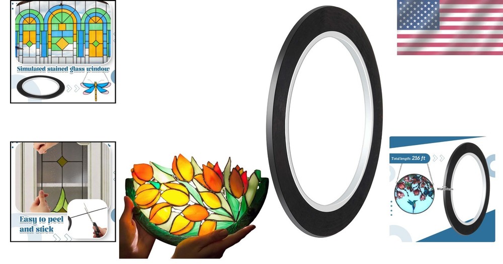 Versatile 216ft Black Thin PET Stained Glass Strips for Creative Window Designs