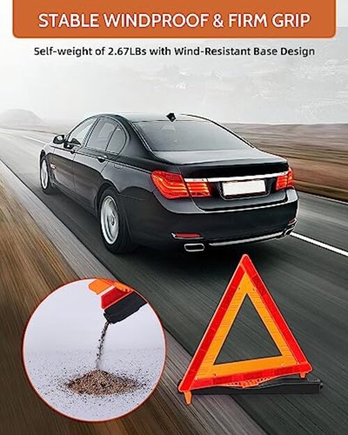 Safety Triangles DOT Approved, 3 Pack Foldable Warning Reflective 17inch