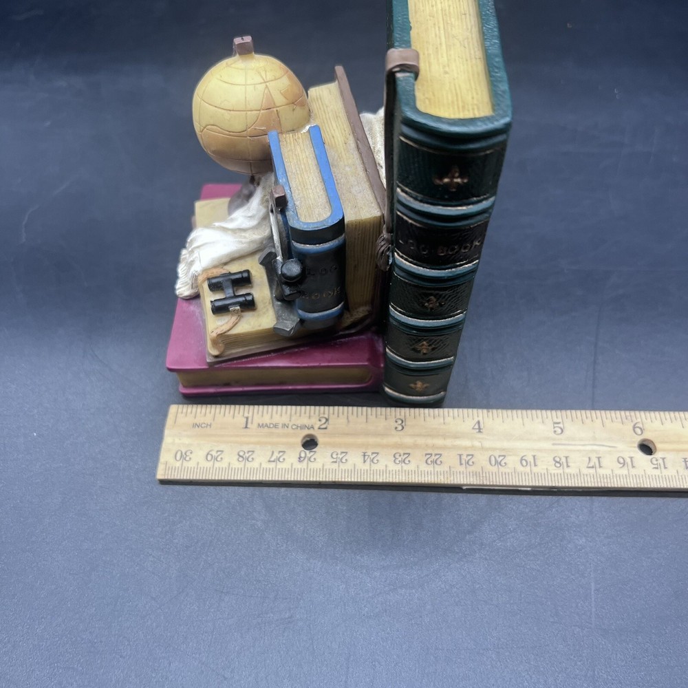 Nautical Themed Bookends With Globe, Anchor, Log Book, And Binoculars