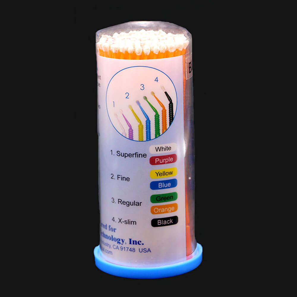 100pcs Disposable Micro Applicator Brushes - Bendable Orange Regular Tips