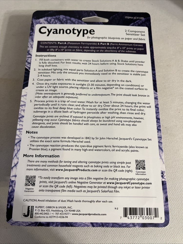 Jacquard Cyanotype Chemistry Set