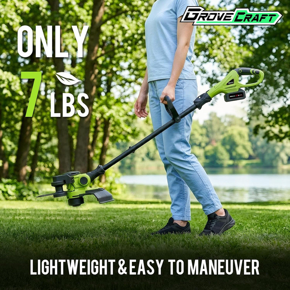 20V Cordless String Trimmer, 2X4Ah Grass Trimmer&Edger with 8 Replacement Spools
