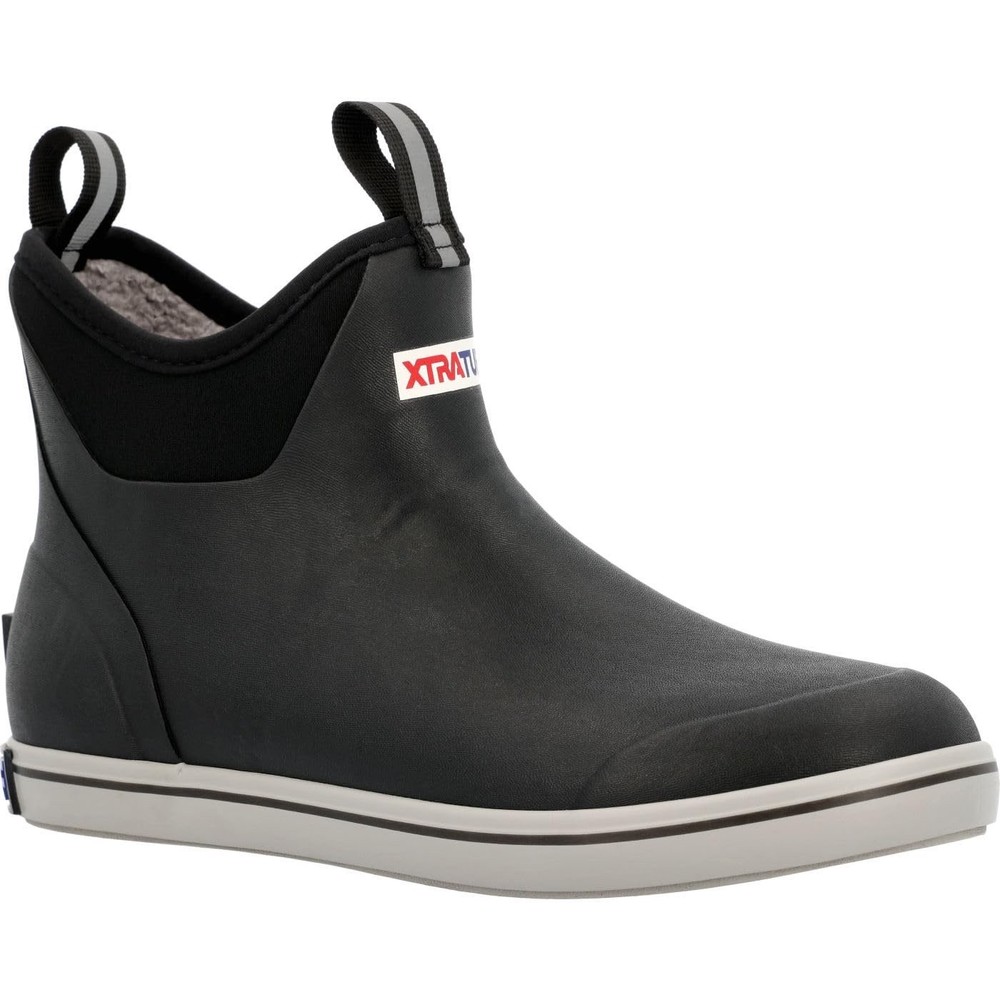Xtratuf Mens Fleece Lined Ankle Deck Boot Waterproof Black Size 13 Pull On Boot
