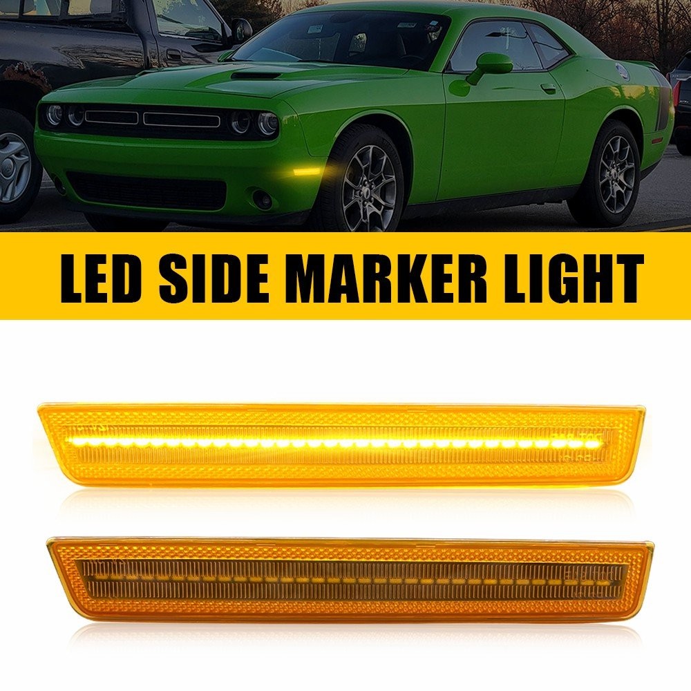 2PCS Amber For 2015-2022 Dodge Challenger Front Bumper Side Marker Signal Lights