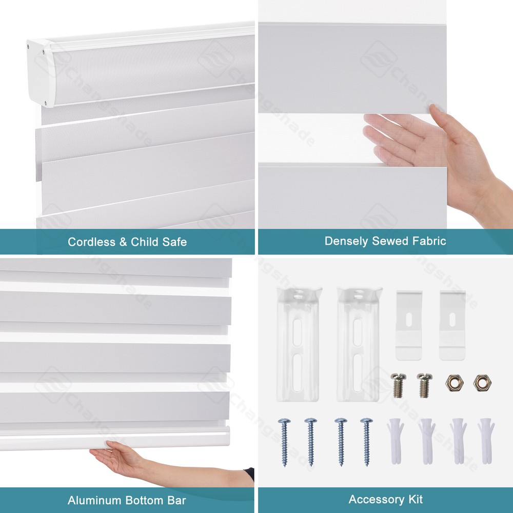 85% Blackout Custom Size Zebra Roller Shades Cordless Dual Layer Roller Blinds