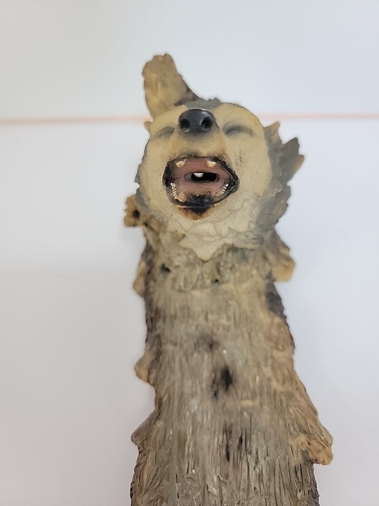 Resin Wolf Howling Wood Like Tree Incense Burner Holder