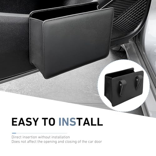 Car Trash Can, Leather Foldable Waterproof Garbage Organizer with 1 Roll Trash