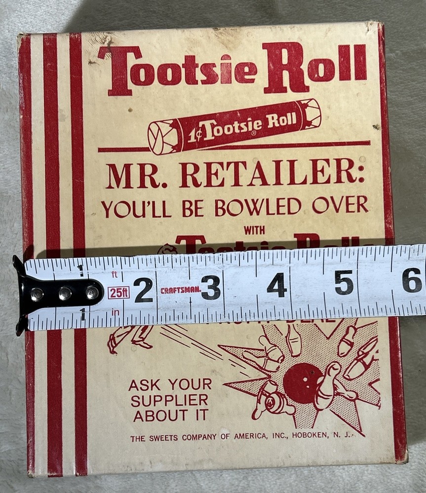 Tootsie Roll Candy Empty Display Box Bowling Graphic Tootsie Rolls READ