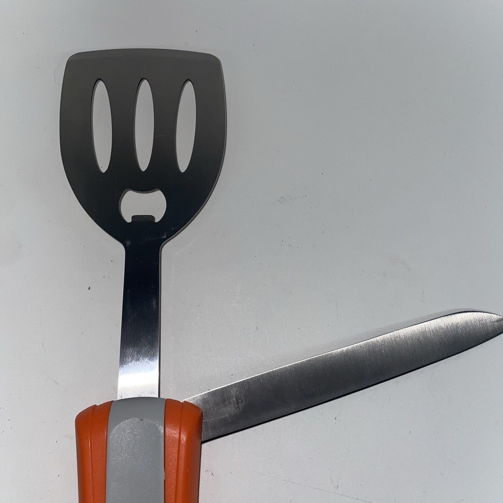 Protool Foldable Orange Camping Cookout Forks Spatula Knife Hanging Snap Closure