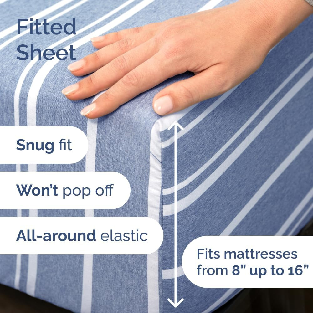 Twin Sheet Set & Queen Cotton Pillow 2-Pack - Soft & Comfy