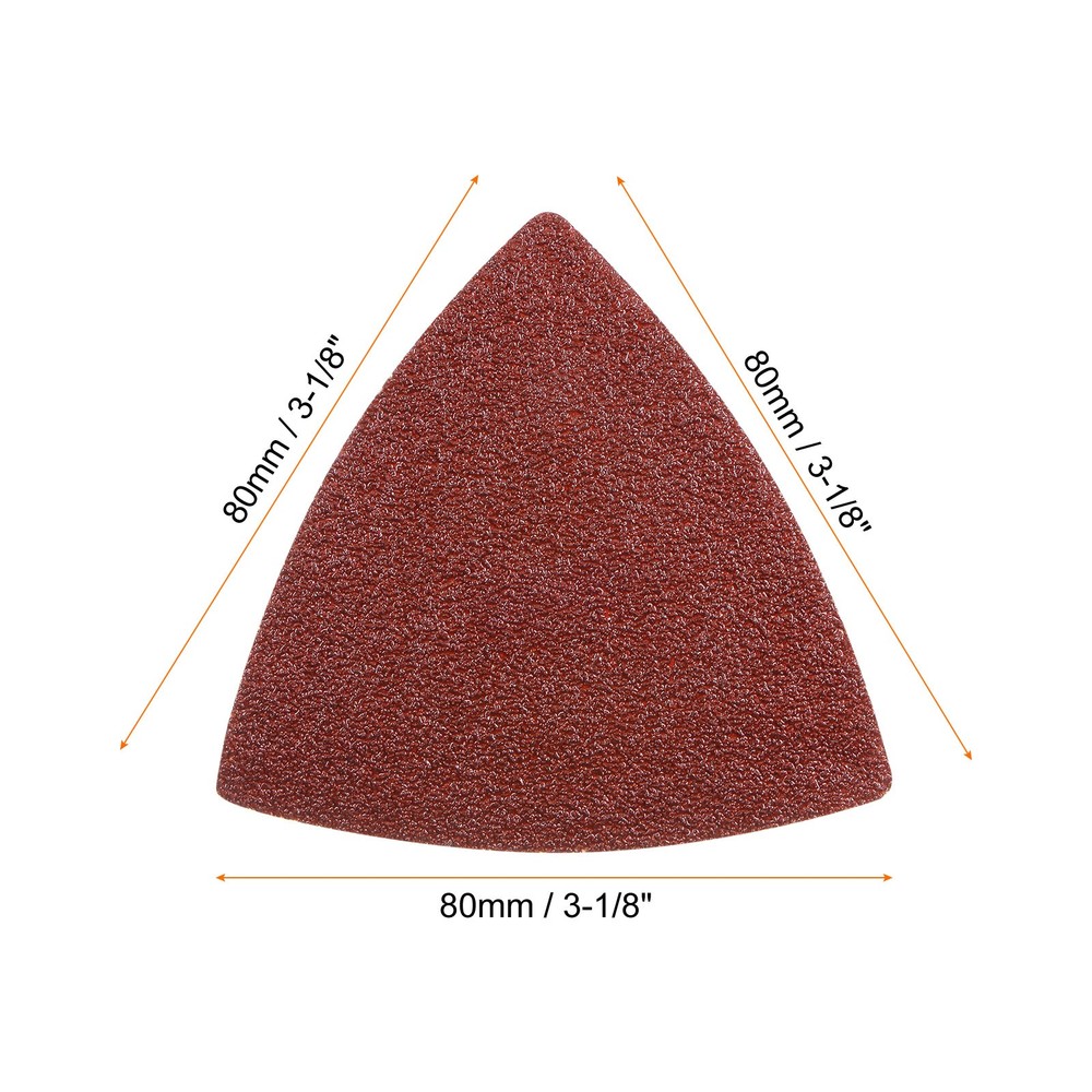 120pcs 60 Grits 80mm Aluminum Oxide Triangular Hook & Loop Sandpapers Pads