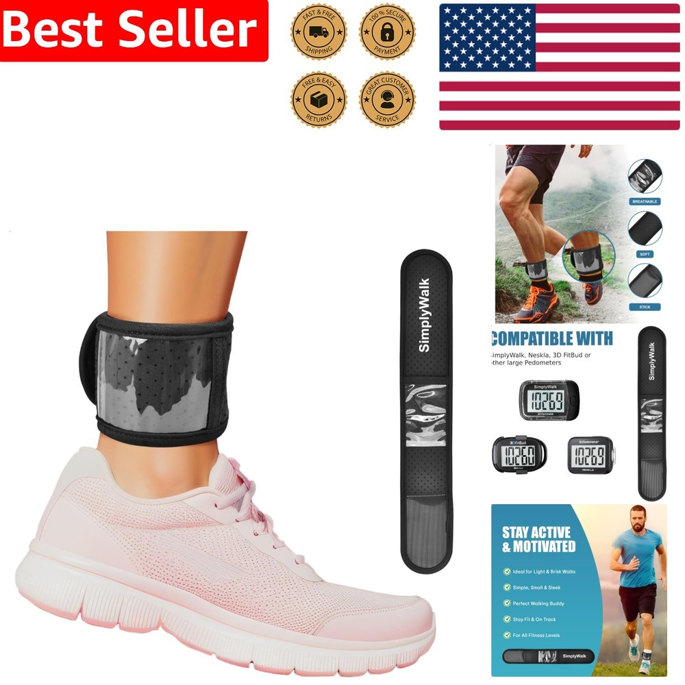 Comfortable Pedometer Ankle Band - Soft Black Pouch for Easy Step Tracking
