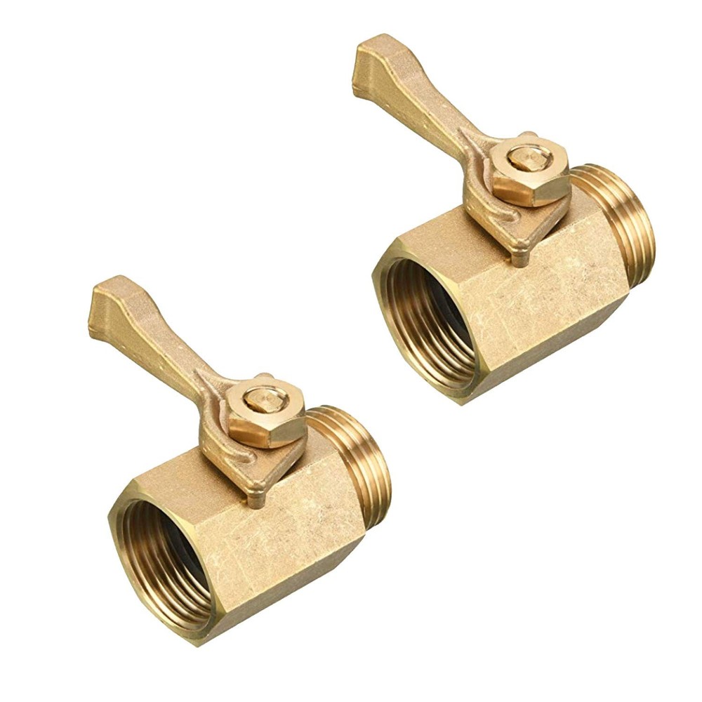 2 Pack Solid Brass Garden Hose Shut Off Valve with 2 Extra Washers, 3/4 Inch,...
