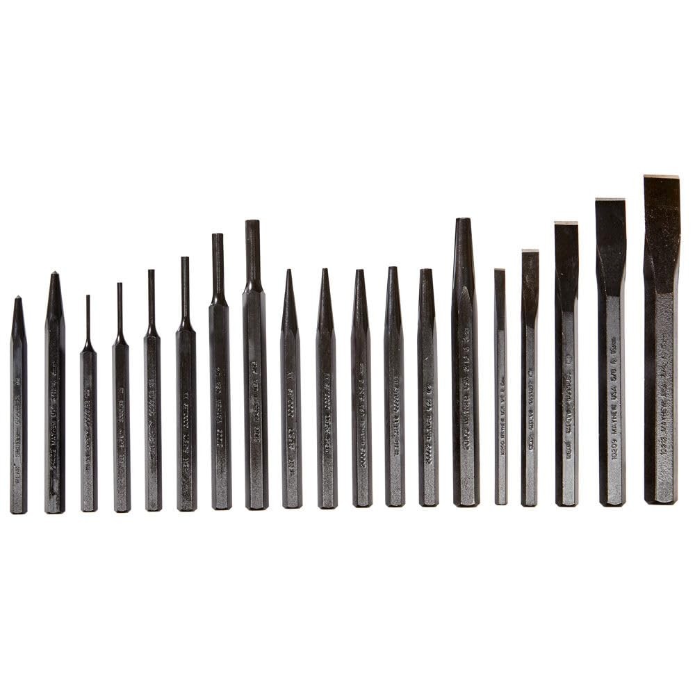 Mayhew Tools 61019 Punch and Chisel Set, 19-Piece, Black Oxide Finish