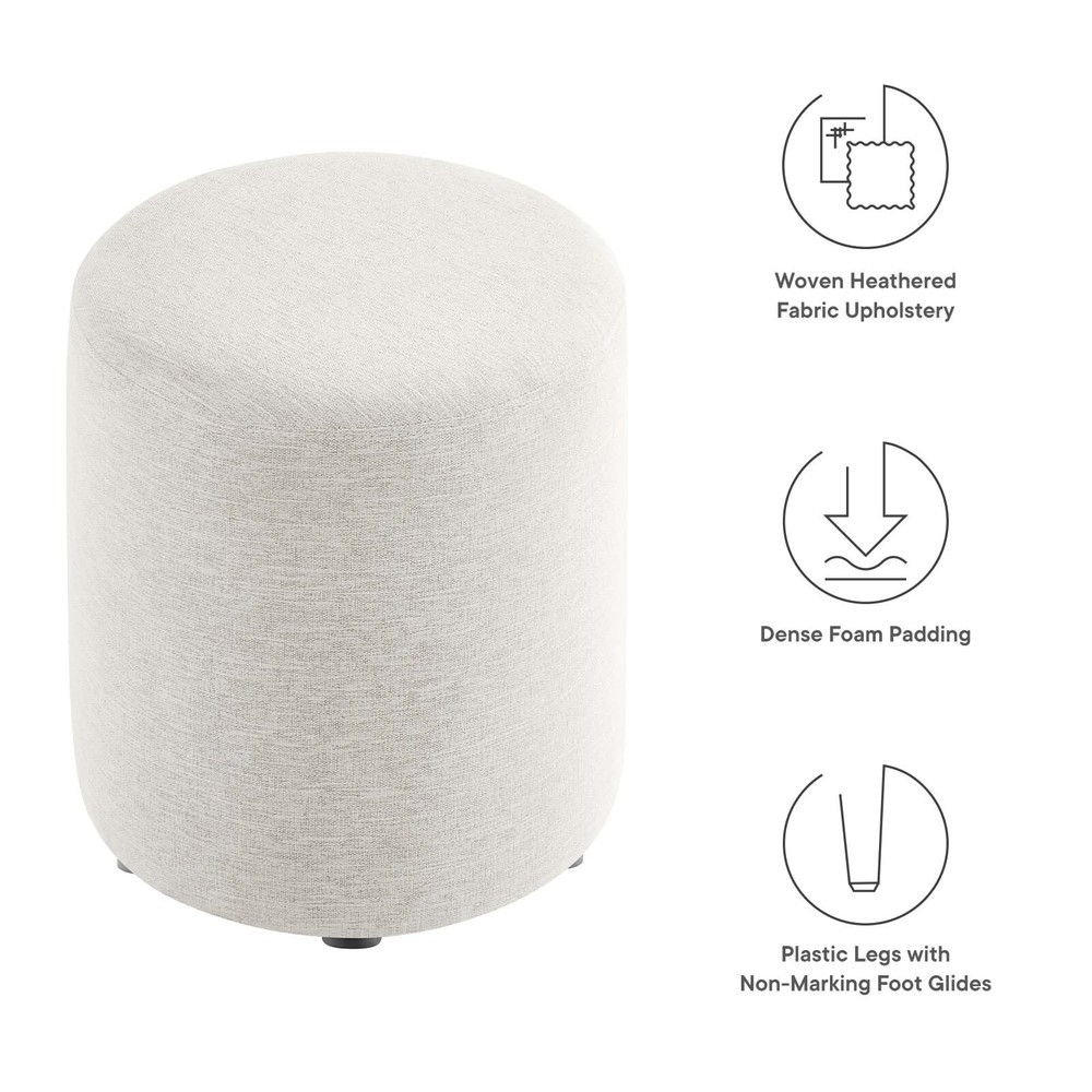 Modway 16" Round Woven Heathered Fabric Upholstered Ottoman