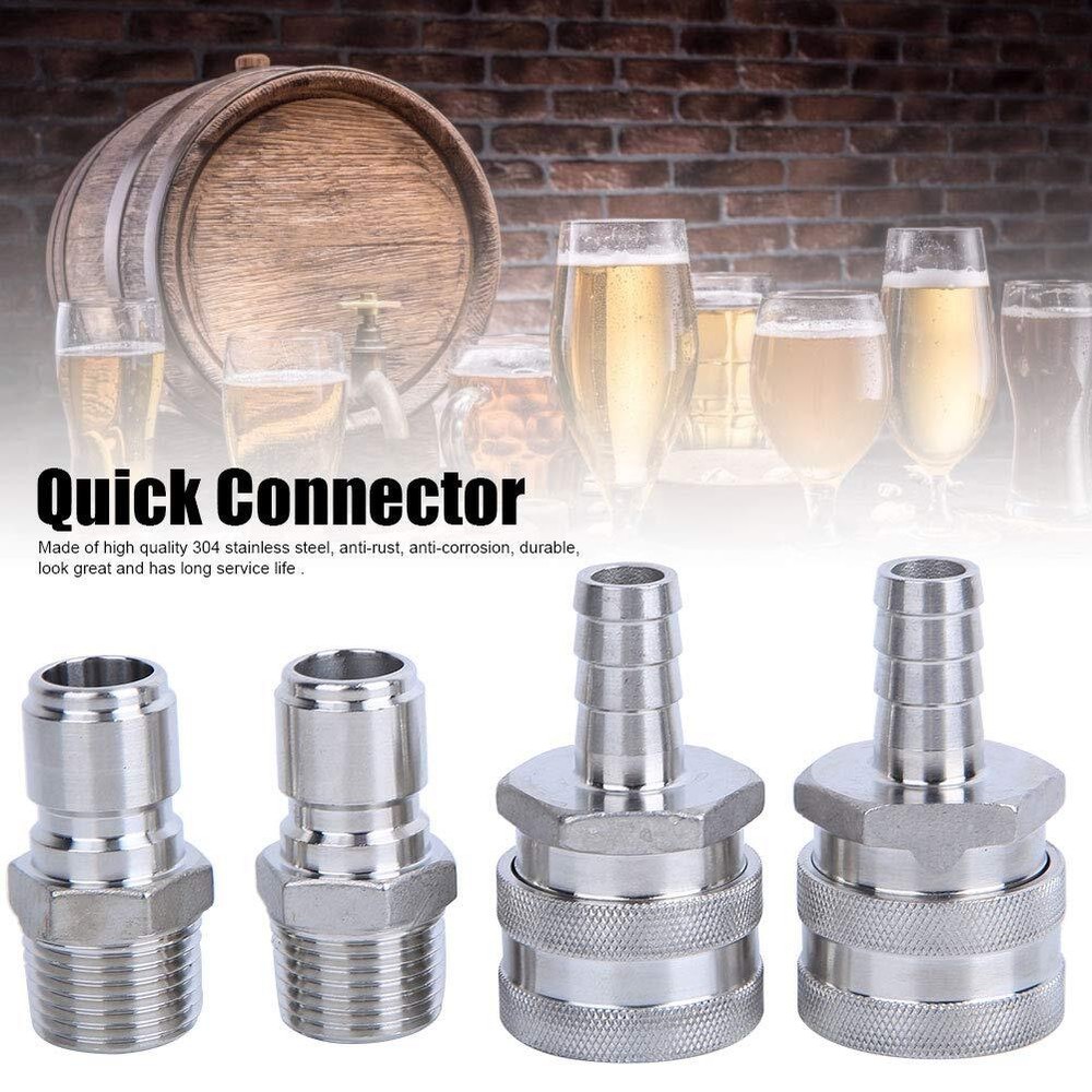4pcs Stainless Steel Quick DisconnectG1/2in Male Thread Connector SetEasy Ins...