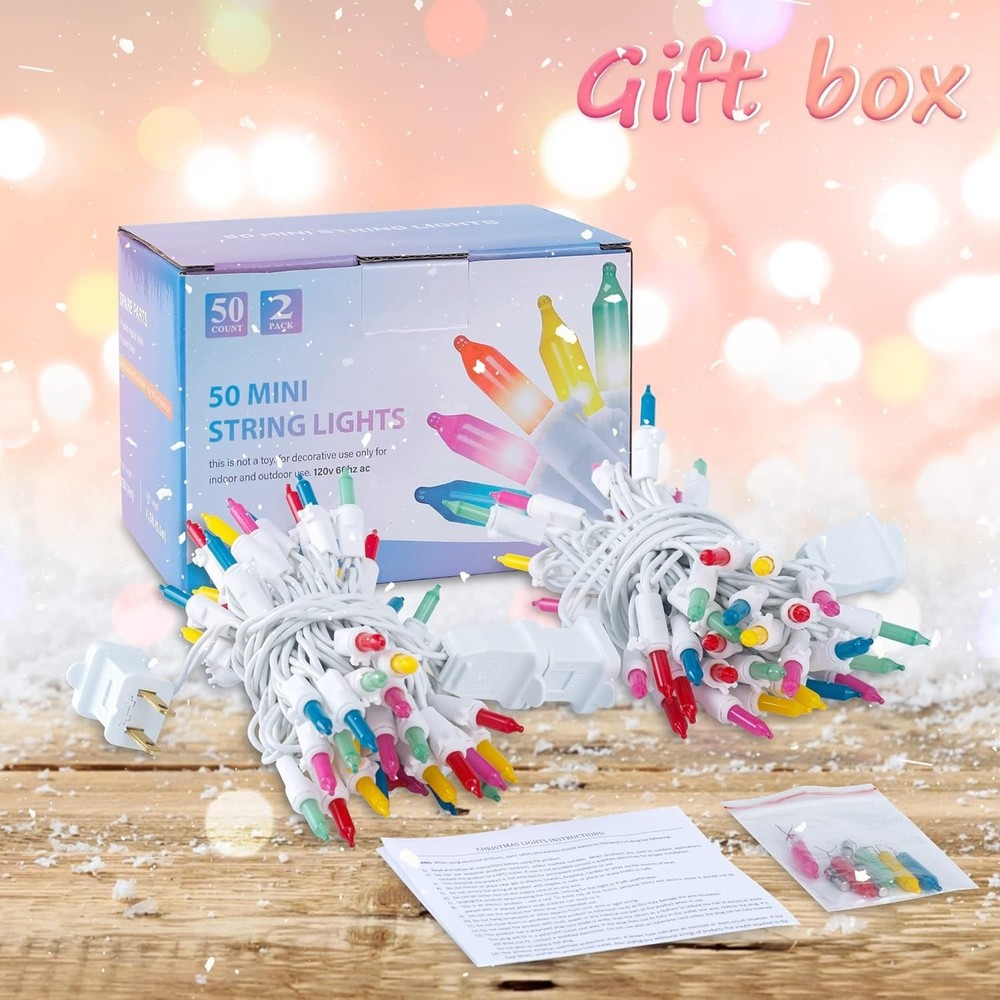 2PACK 50Count Easter String Lights,Christmas Lights Plug in,13FT Incandescent...