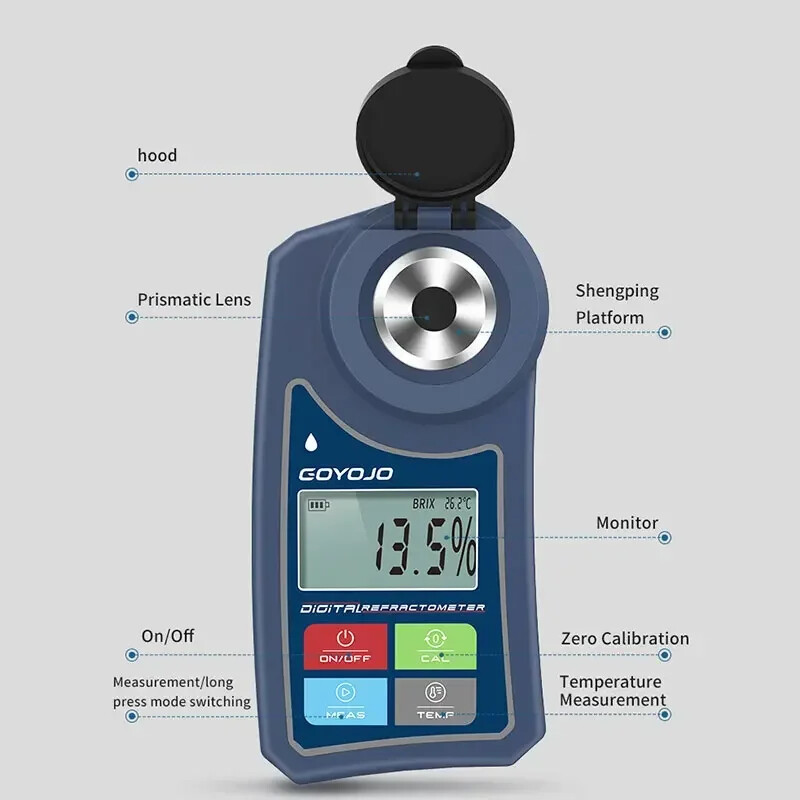 Digital Fruit Refractometer Brix Meter 0-55.0% Measurement Sugar Content Tester