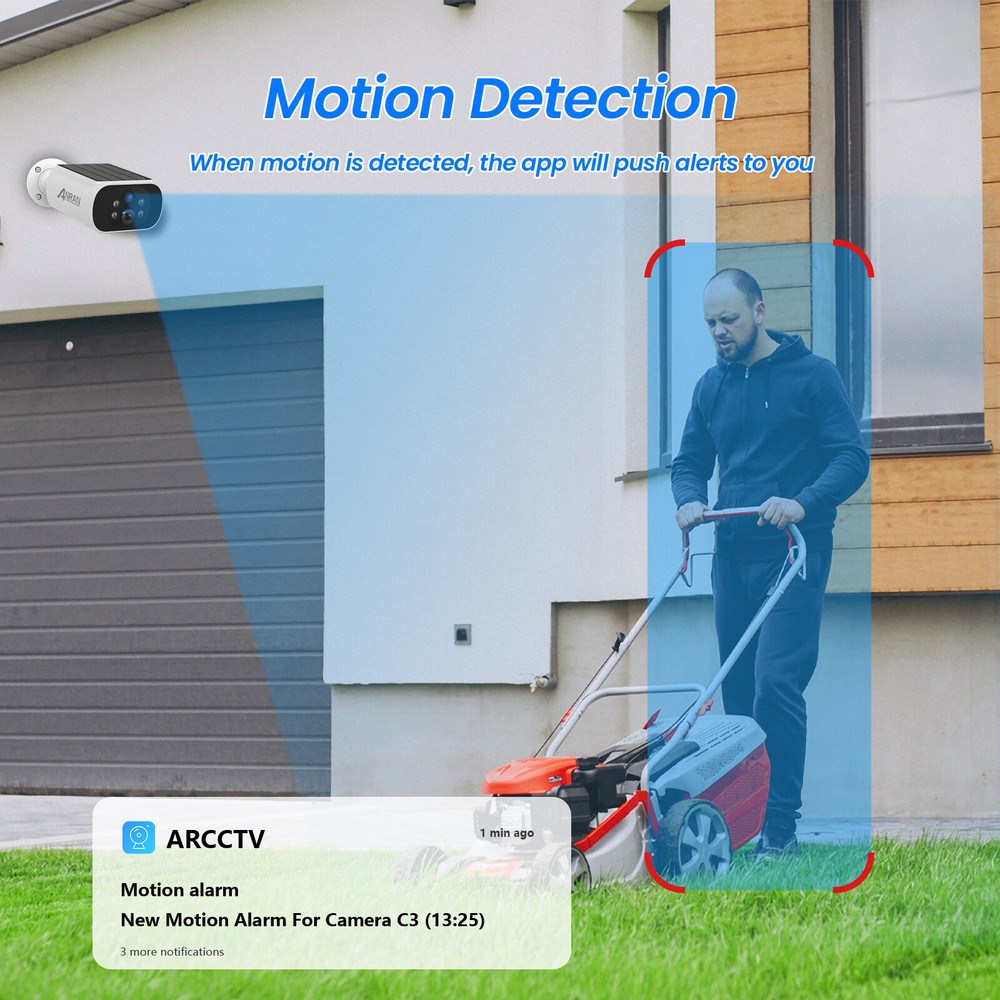 ANRAN 4MP CCTV Solar Security Camera System Wireless Battery Night Vision