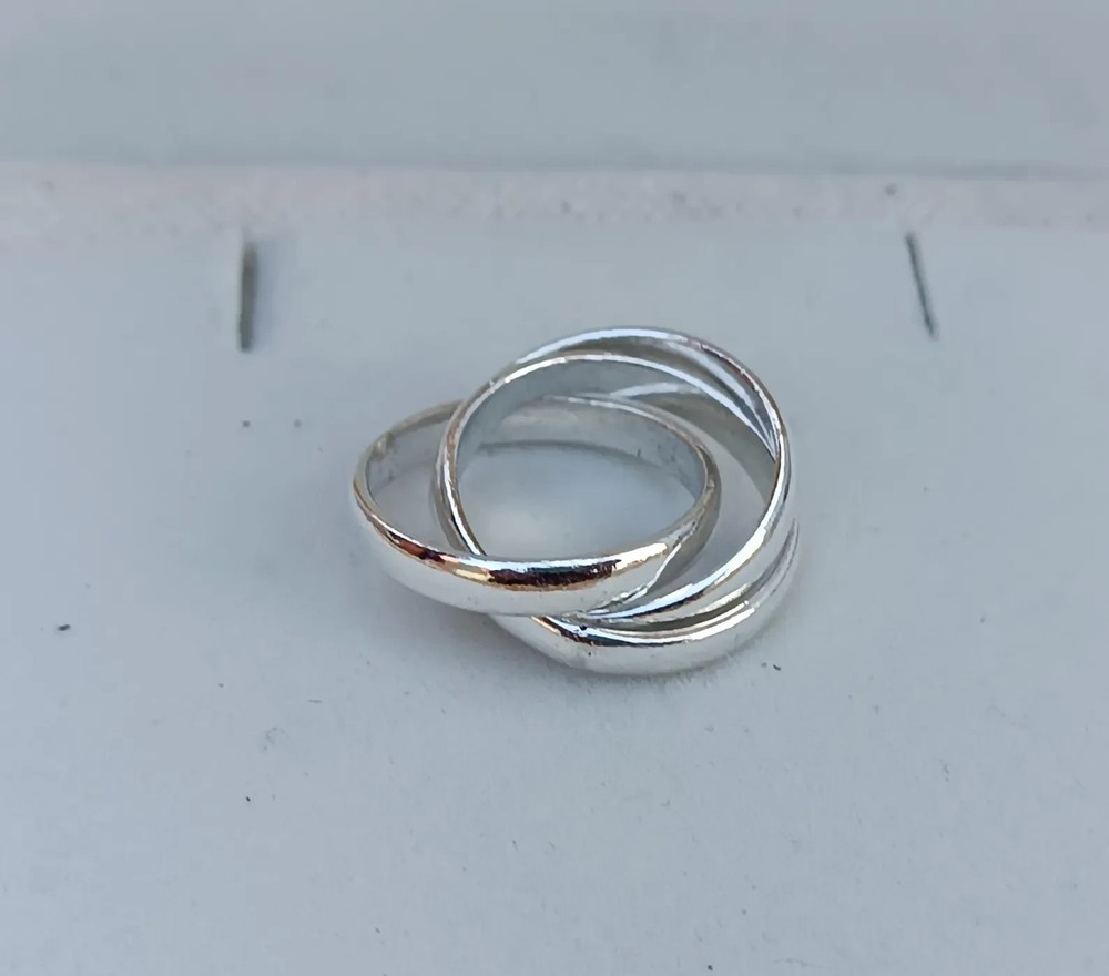 925 Sterling Silver Handmade Silver 3 Rolling Band Ring ,5Mm Rolling , All Size
