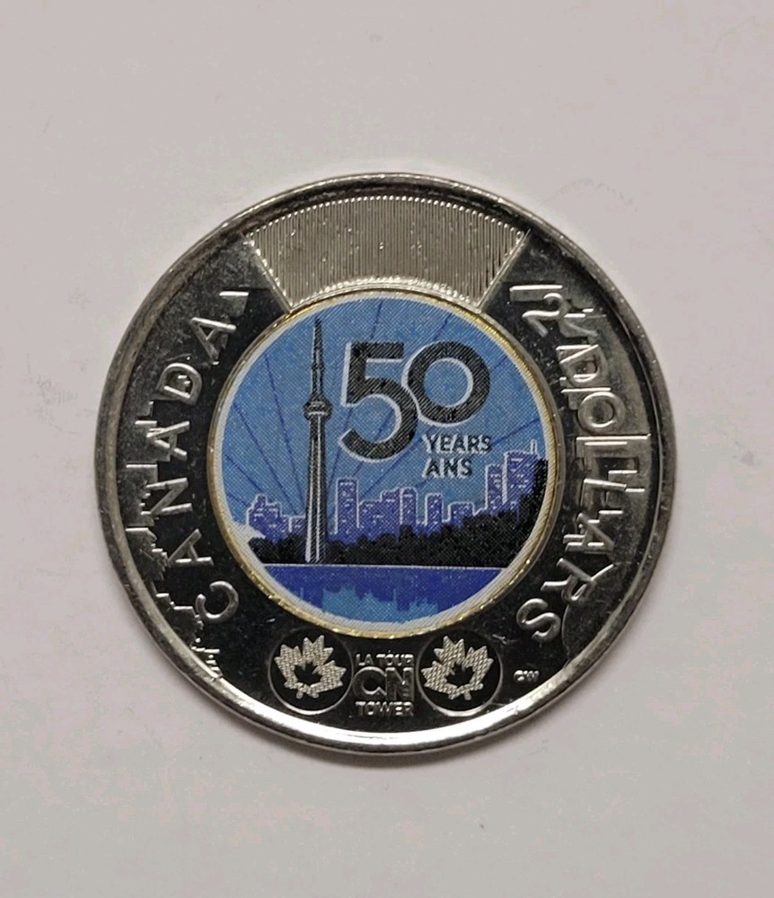 *ERROR* 2026 Canada $2 Dollar CN TOWER Coloured Toonie! STRIKE THROUGH ERROR UNC
